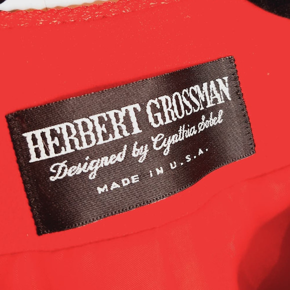 Vintage Herbert Grossman Cynthia Sobel Red Skirt Suit Size 10 Blazer 100% Wool - Picture 3 of 16